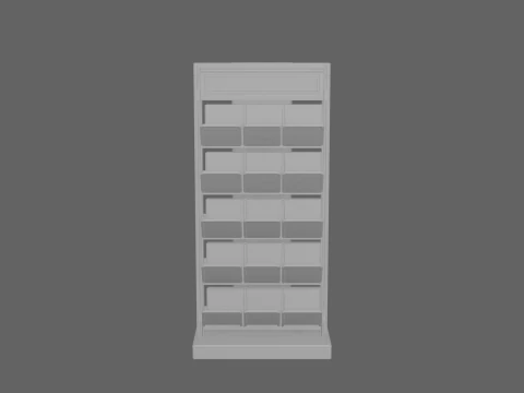 3D of Wooden Magazine Rack Brass Accents for Bank Reception Area 3D Model