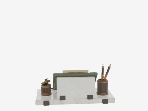 Prestige Bank Presidents Complete Desk Set Marble Base 3D 3D Model