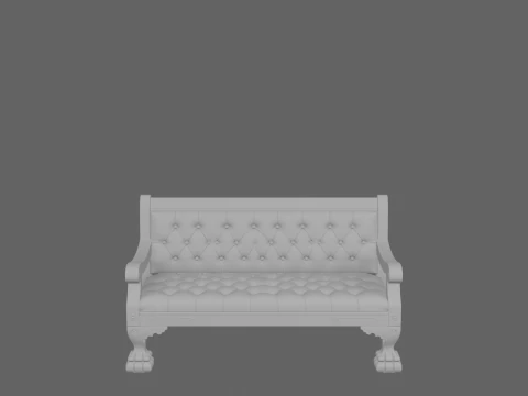 3D Wooden Bank Bench Leather Cushioning Brass Nameplate 3D Model