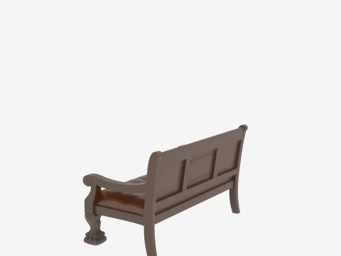 3D Wooden Bank Bench Leather Cushioning Brass Nameplate 3D Model