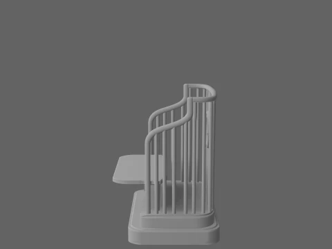 Classic 3D Period Brass Teller Cage Marble Base and Ornate Curved 3D Model