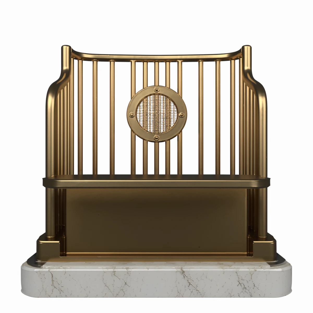 Classic 3D Period Brass Teller Cage Marble Base and Ornate Curved 3D Model .c4d .max .obj .3ds .fbx .stl .blend 
