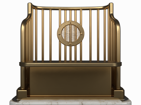 Classic 3D Period Brass Teller Cage Marble Base and Ornate Curved 3D Model