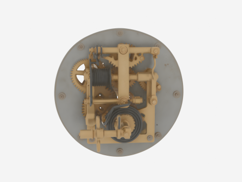 3D Vault Time Lock featuring Brass Gears Clock Mount Key 3D Model