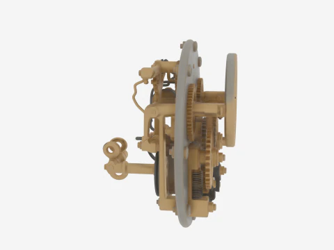 3D Vault Time Lock featuring Brass Gears Clock Mount Key 3D Model