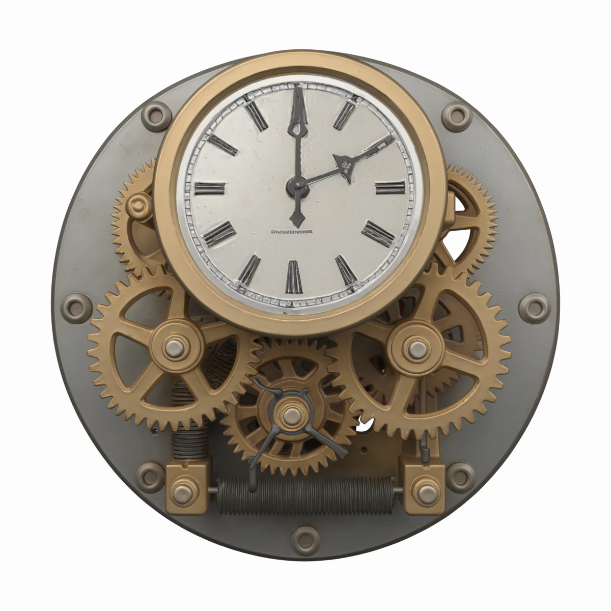 3D Vault Time Lock featuring Brass Gears Clock Mount Key 3D Model .c4d .max .obj .3ds .fbx .stl .blend 