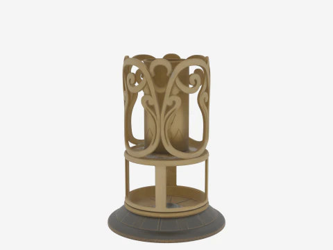 Brass Umbrella Stand Intricate Scrollwork and Weighted Base 3D Model