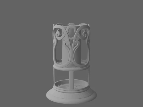 Brass Umbrella Stand Intricate Scrollwork and Weighted Base 3D Model