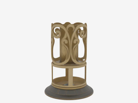 Brass Umbrella Stand Intricate Scrollwork and Weighted Base 3D Model