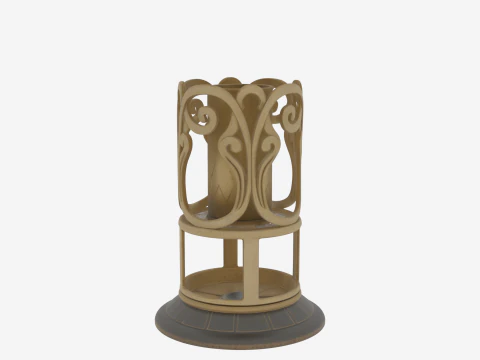 Brass Umbrella Stand Intricate Scrollwork and Weighted Base 3D Model