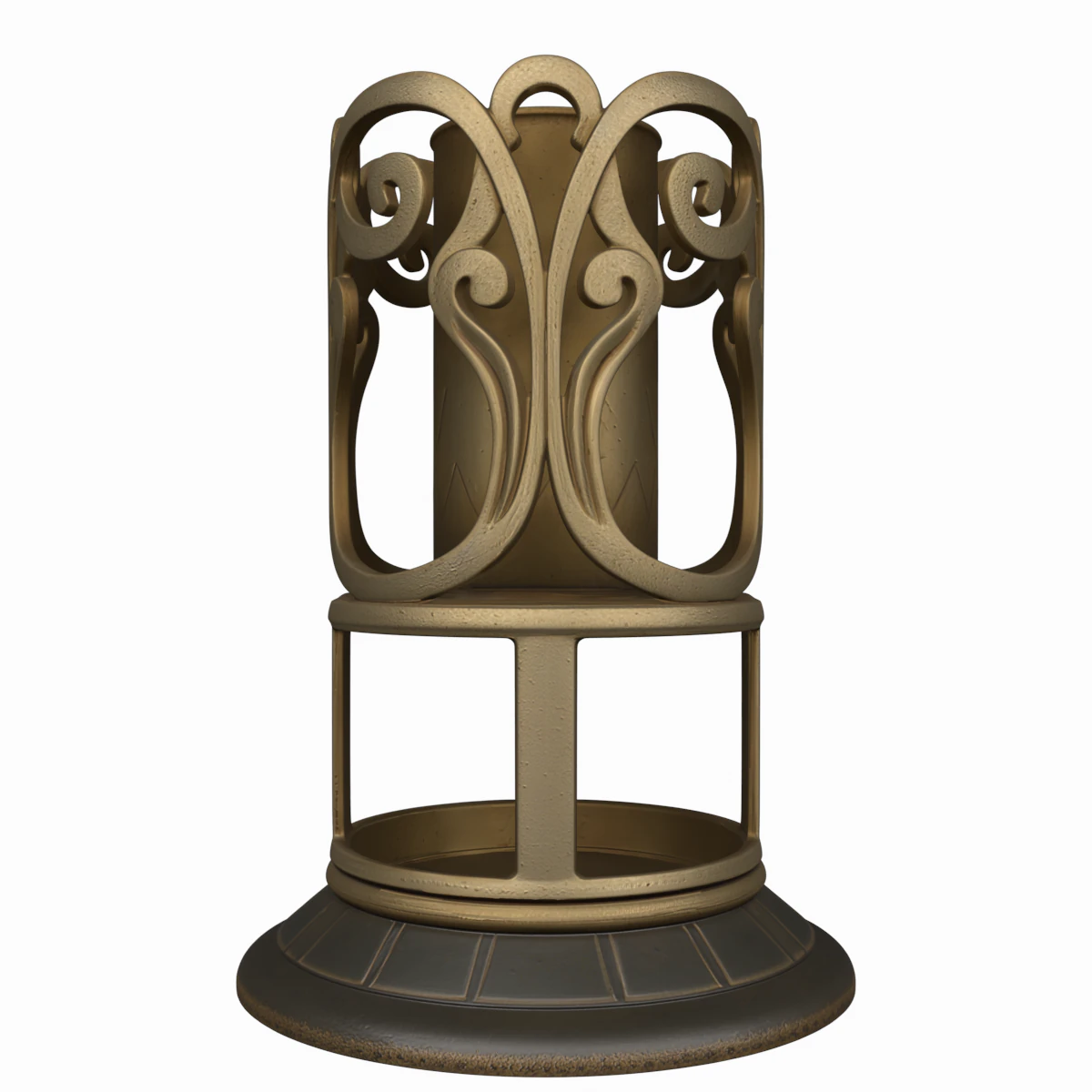 Brass Umbrella Stand Intricate Scrollwork and Weighted Base 3D Model .c4d .max .obj .3ds .fbx .stl .blend 