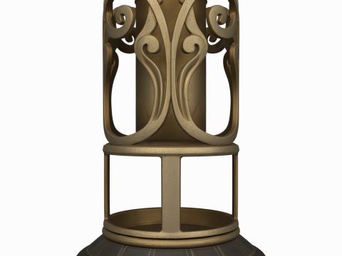 Brass Umbrella Stand Intricate Scrollwork and Weighted Base 3D Model