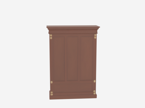 3D wooden bookcase glass doors and brass hardware office storage 3D Model