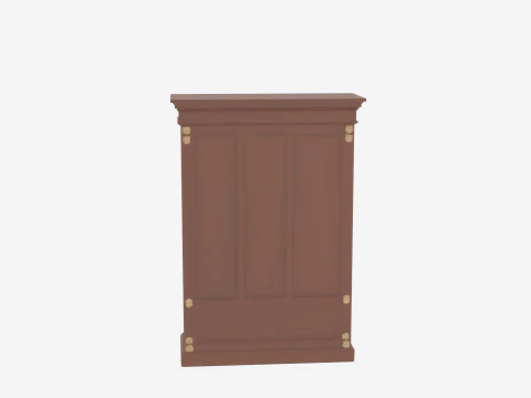3D wooden bookcase glass doors and brass hardware office storage 3D Model