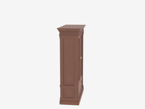 3D wooden bookcase glass doors and brass hardware office storage 3D Model