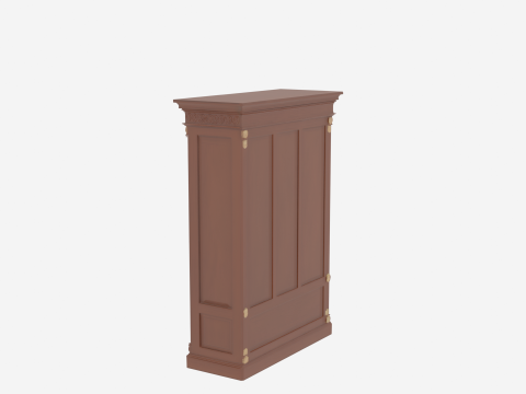 3D ahşap kitaplık cam kapılar ve pirin&ccedil; donanım ofis depolama 3D Model