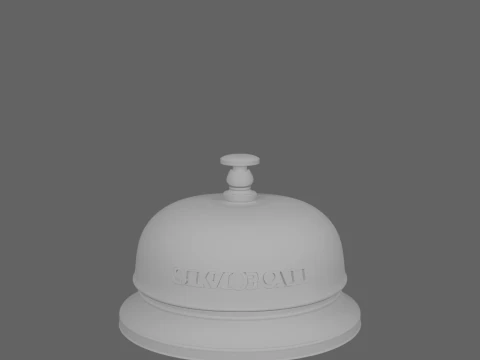 Detailed 3D Brass Bank Counter Bell Push Button and Weighted Base 3D Model