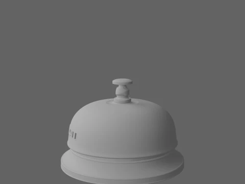 Detailed 3D Brass Bank Counter Bell Push Button and Weighted Base 3D Model