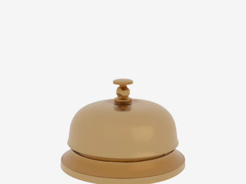 Detailed 3D Brass Bank Counter Bell Push Button and Weighted Base 3D Model