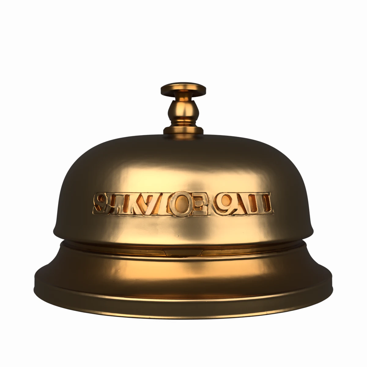 Detailed 3D Brass Bank Counter Bell Push Button and Weighted Base 3D Model .c4d .max .obj .3ds .fbx .stl .blend 