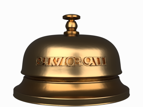 Detailed 3D Brass Bank Counter Bell Push Button and Weighted Base 3D Model