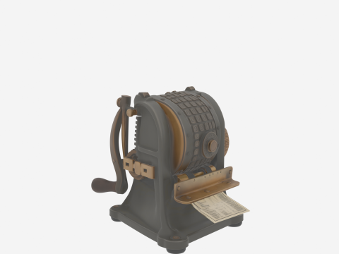 Vintage 3D Historical Banking Check Protector Embossing Wheel 3D Model