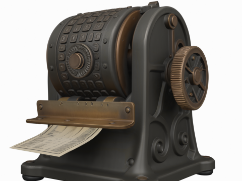 Vintage 3D Historical Banking Check Protector Embossing Wheel 3D Model