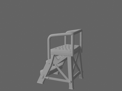 Mod&egrave;le 3D d'un escabeau pliant en acier robuste avec marches en caoutchouc Modèle 3D