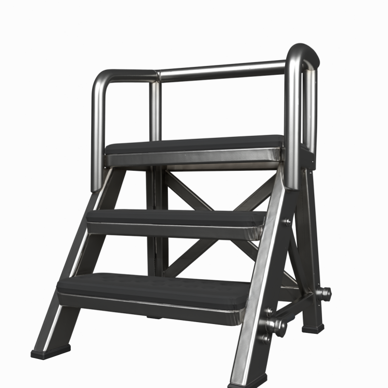 Modèle 3D d'un escabeau pliant en acier robuste avec marches en caoutchouc Modèle 3D .c4d .max .obj .3ds .fbx .stl .blend