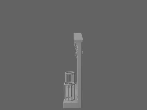 Wooden Bank Lobby Coat Rack 3D Vintage Brass and Marble Base 3D Model