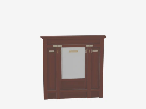 Wooden Bank Lobby Coat Rack 3D Vintage Brass and Marble Base 3D Model