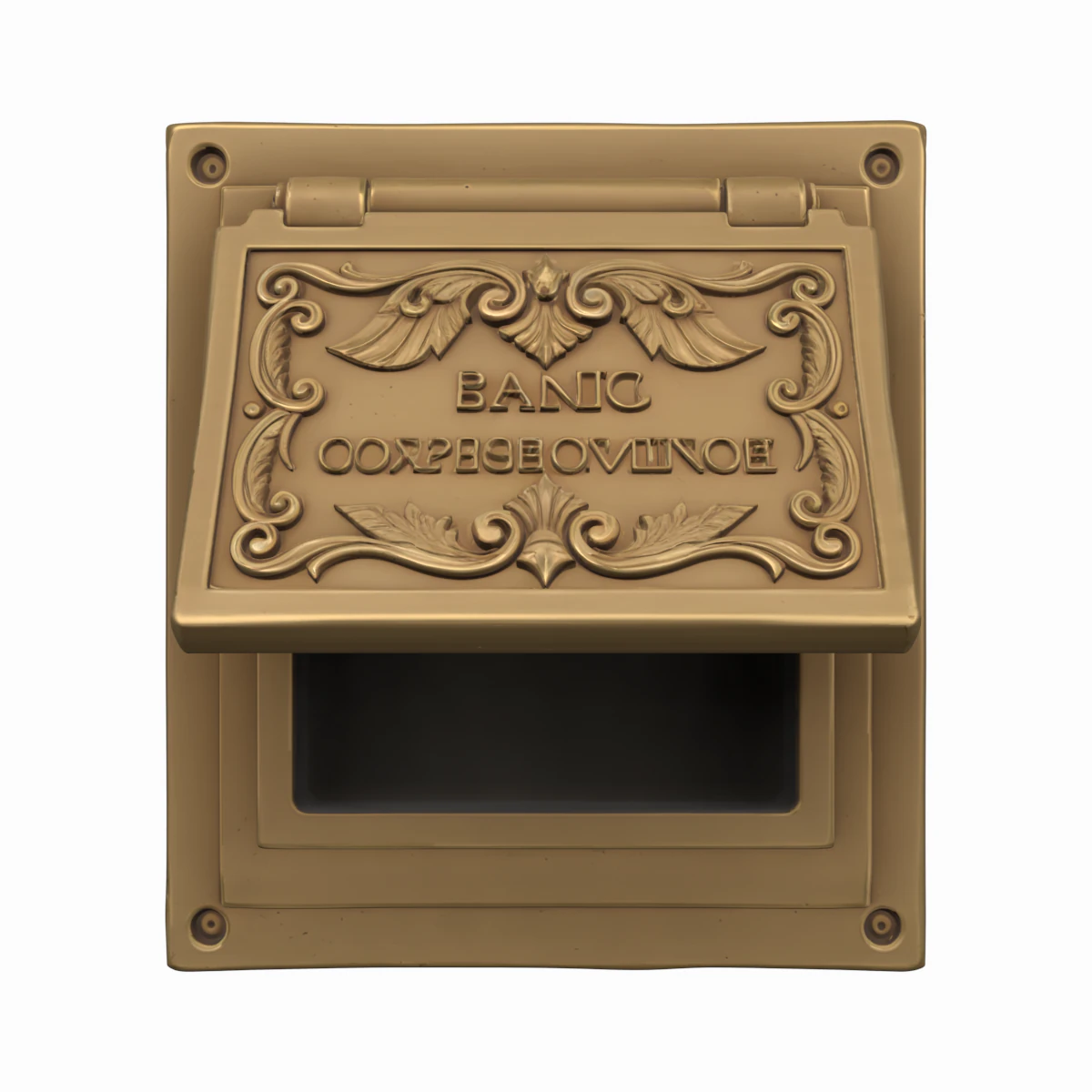 Decorative Brass Bank Mail Slot 3D Flap Collection Box 3D Model .c4d .max .obj .3ds .fbx .stl .blend 