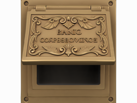 Decorative Brass Bank Mail Slot 3D Flap Collection Box 3D Model