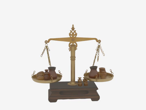 Realistic 3D Vintage Bank Coin Scale Brass Details 3D Model