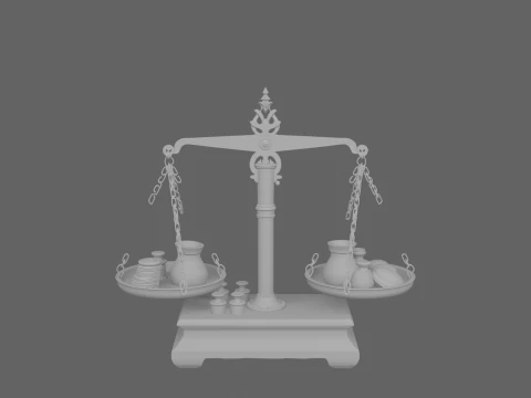 Realistic 3D Vintage Bank Coin Scale Brass Details 3D Model