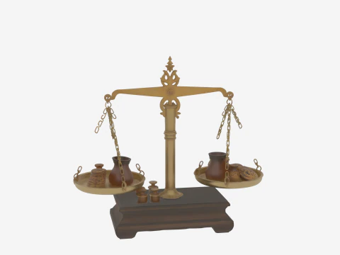Realistic 3D Vintage Bank Coin Scale Brass Details 3D Model