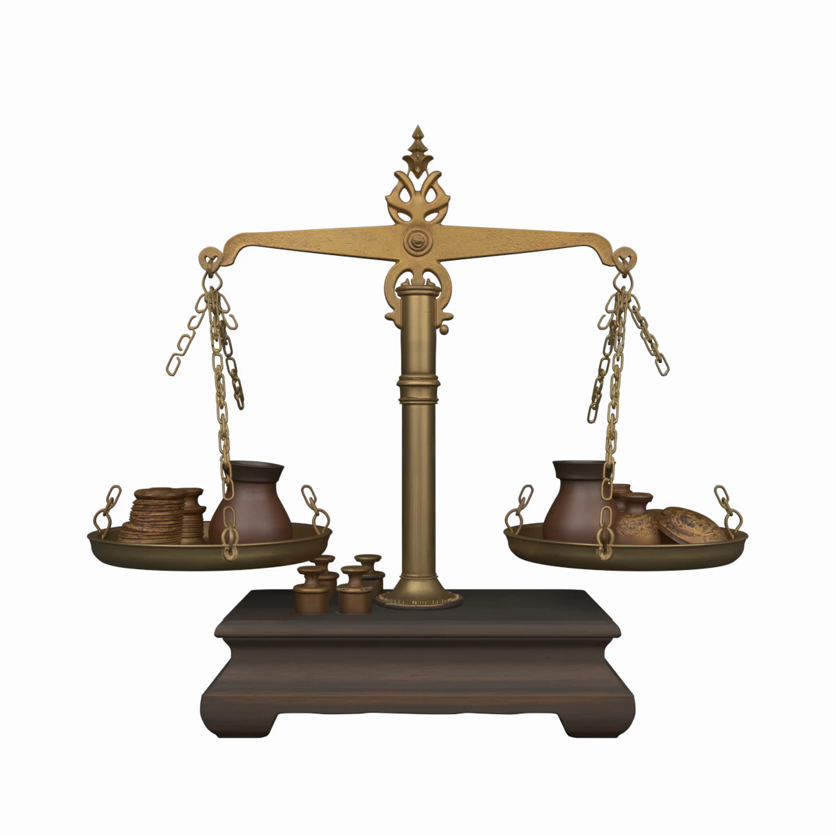 Realistic 3D Vintage Bank Coin Scale Brass Details 3D Model .c4d .max .obj .3ds .fbx .stl .blend 