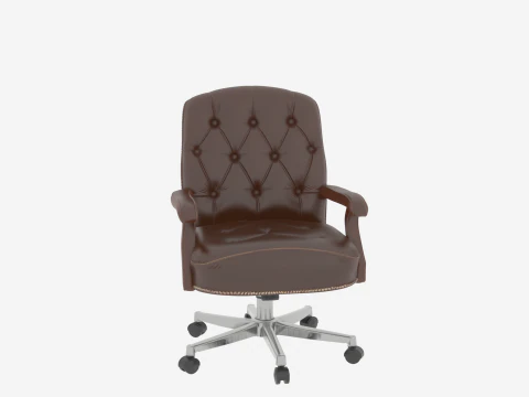 Vintage of Tufted Leather Banker Executive Chair 3D Model