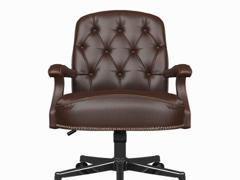 Fauteuil de direction banquier vintage en cuir touffet&eacute; Modèle 3D