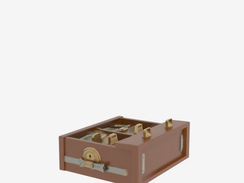 3D Professional Bank Teller Drawer Cash Storage and Lock 3D Model