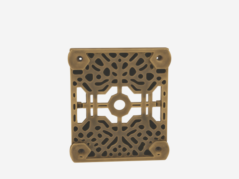 3D Ornate Brass Bank Vault Vent Grille Geometric Airflow 3D Model