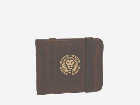 Business Leather Folder 3D Elastic Closure Card Slots Embossed 3D Model