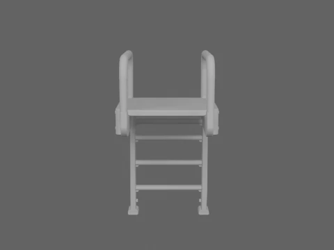 3D Bank Vault Ladder Steel Construction Safety Rails Rubber Feet 3D Model
