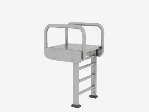 3D Bank Vault Ladder Steel Construction Safety Rails Rubber Feet 3D Model