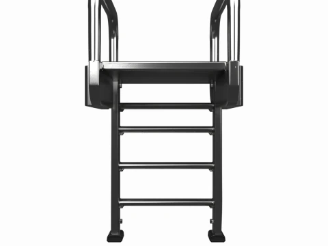 3D Bankkluis Ladder Stalen constructie Veiligheidsrails Rubberen voeten 3D Model