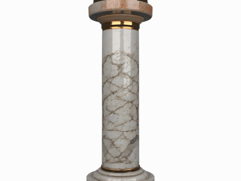 令人惊叹的装饰艺术大理石烟灰缸架黄铜元素 3D 模型