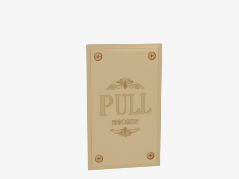 Exquisite 3D Brass Bank Door Push Plate Polished Finish 3D Model