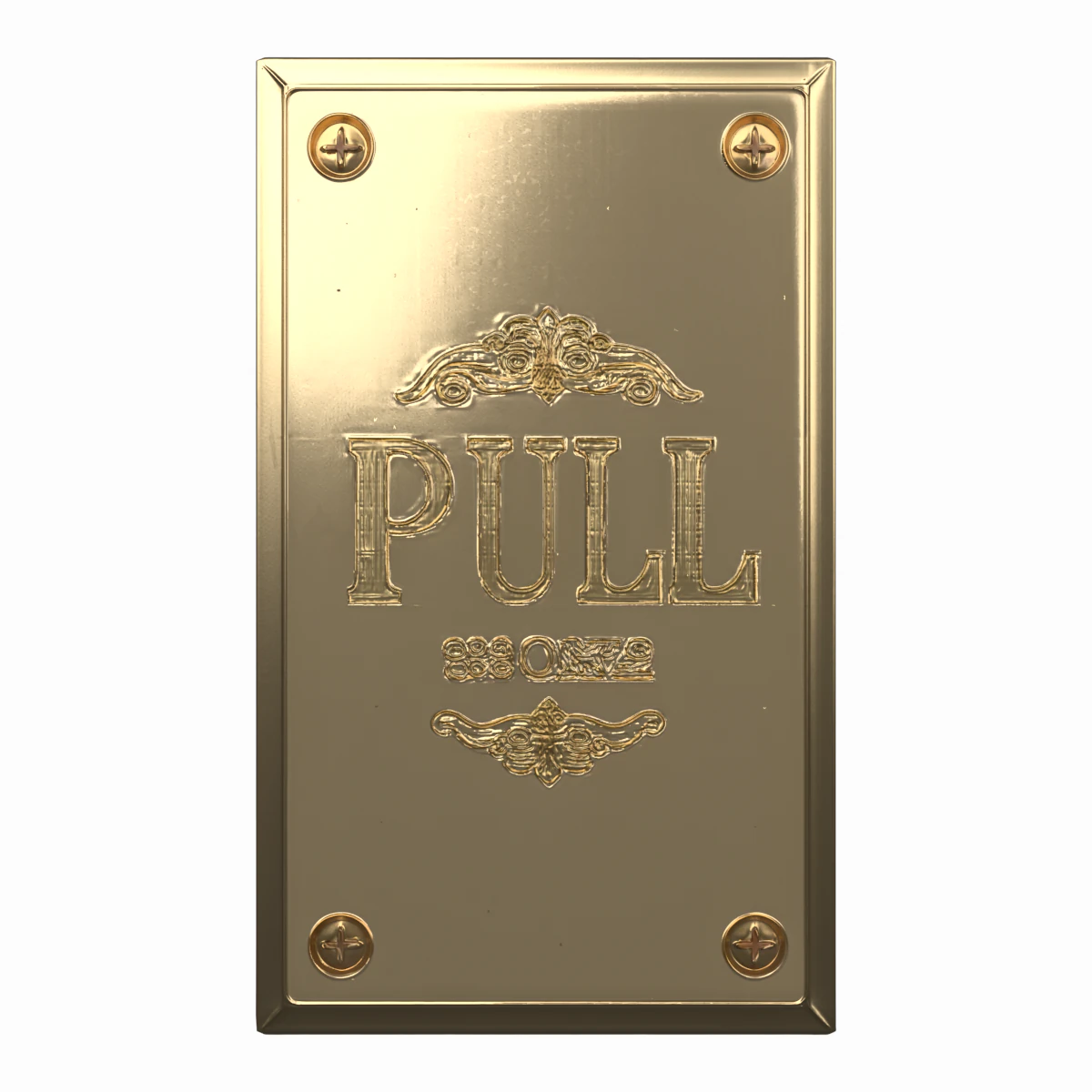 Exquisite 3D Brass Bank Door Push Plate Polished Finish 3D Model .c4d .max .obj .3ds .fbx .stl .blend 