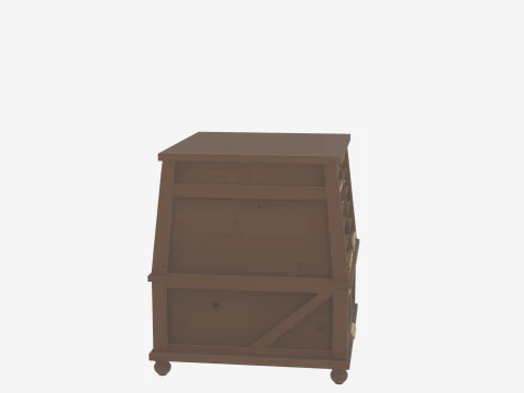 Wooden floor-standing newspaper holder brass accents and magazine 3D Model