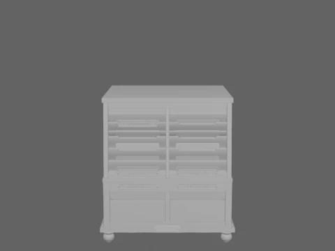 Wooden floor-standing newspaper holder brass accents and magazine 3D Model